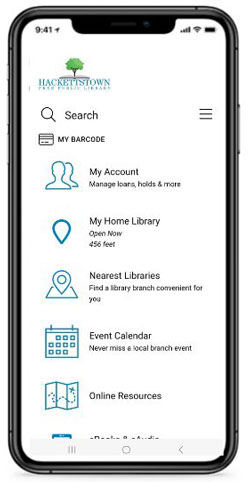 Screenshot of Hackettstown Library app.